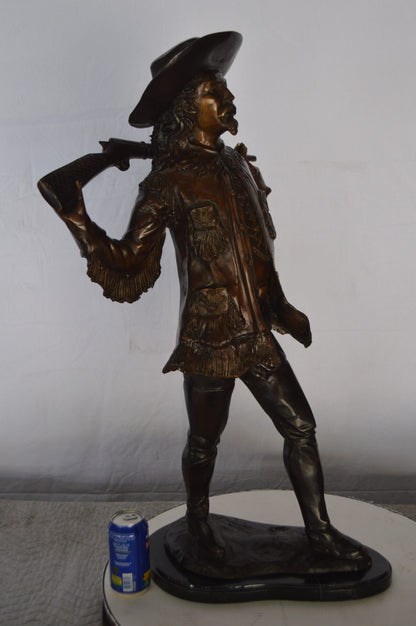 Buffalo Bill Bronze Statue mounted on Marble Base  -  Size: 19"L x 19"W x 33"H.