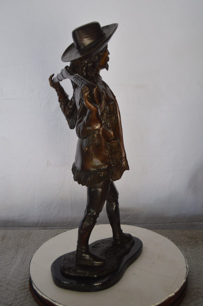 Buffalo Bill Bronze Statue mounted on Marble Base  -  Size: 19"L x 19"W x 33"H.