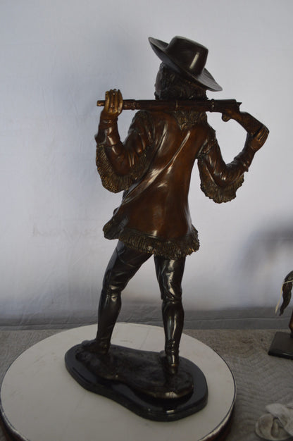 Buffalo Bill Bronze Statue mounted on Marble Base  -  Size: 19"L x 19"W x 33"H.