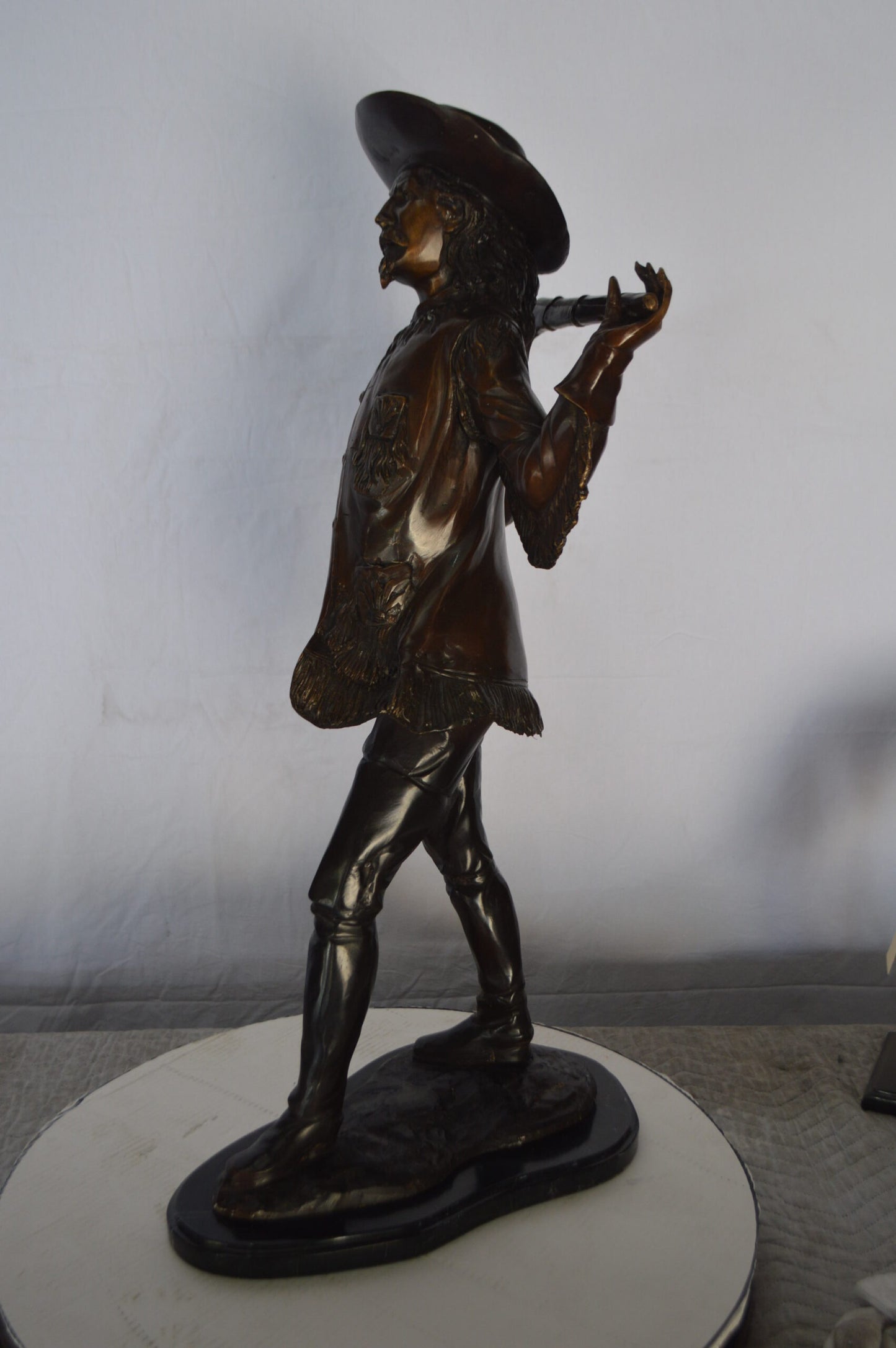Buffalo Bill Bronze Statue mounted on Marble Base  -  Size: 19"L x 19"W x 33"H.