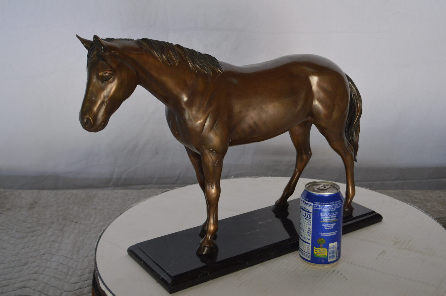 Horse Standing Bronze Statue Mounted on Marble Base -  Size: 19"L x 5"W x 13"H.