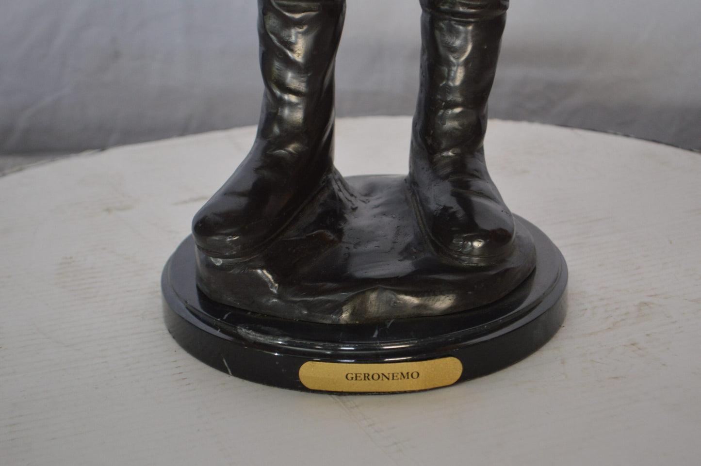 Geronimo Bronze Statue Mounted on a Marble Base -  Size: 10"L x 8"W x 31"H.