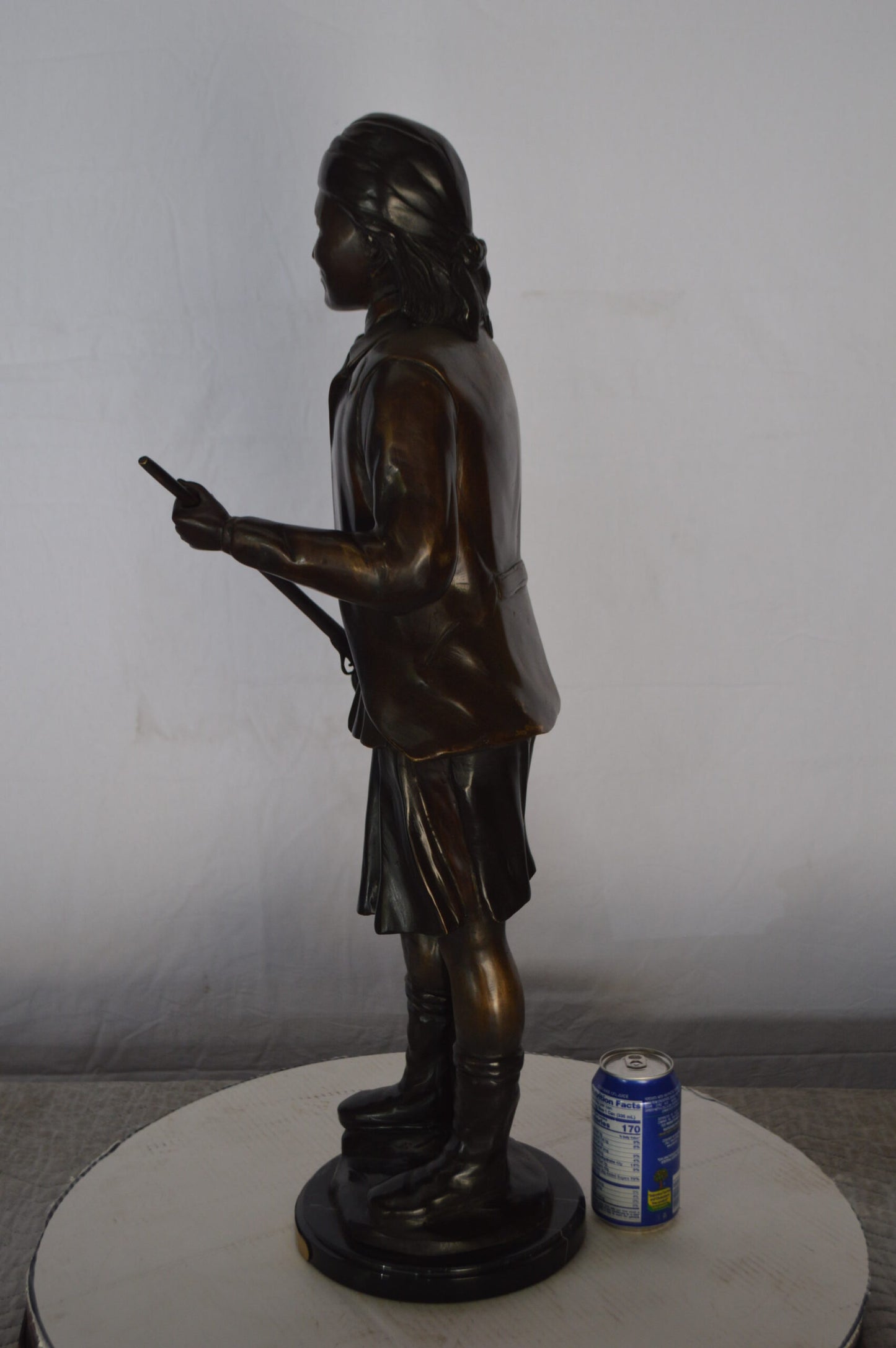 Geronimo Bronze Statue Mounted on a Marble Base -  Size: 10"L x 8"W x 31"H.