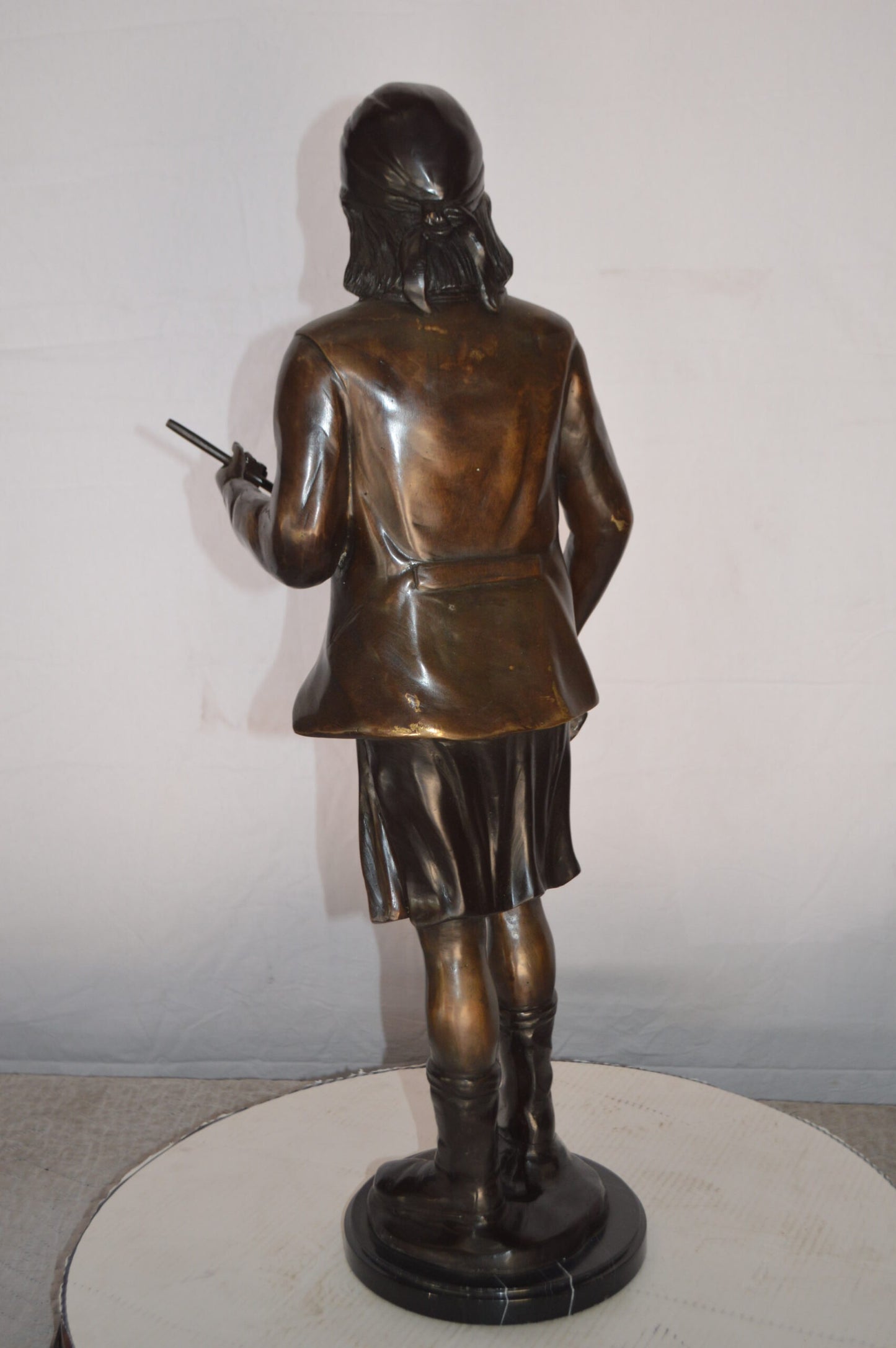 Geronimo Bronze Statue Mounted on a Marble Base -  Size: 10"L x 8"W x 31"H.
