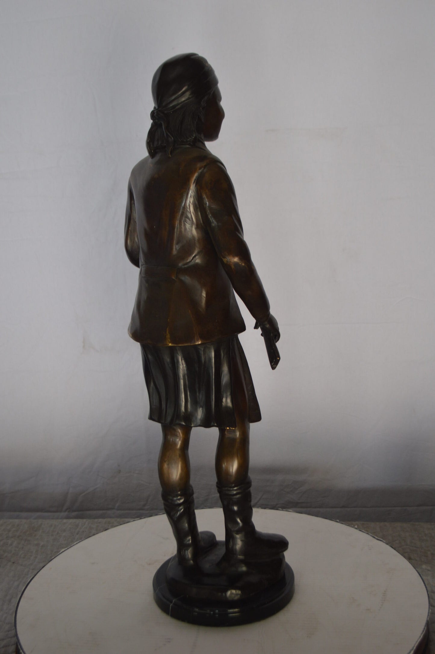 Geronimo Bronze Statue Mounted on a Marble Base -  Size: 10"L x 8"W x 31"H.