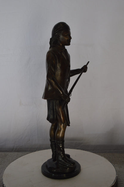 Geronimo Bronze Statue Mounted on a Marble Base -  Size: 10"L x 8"W x 31"H.