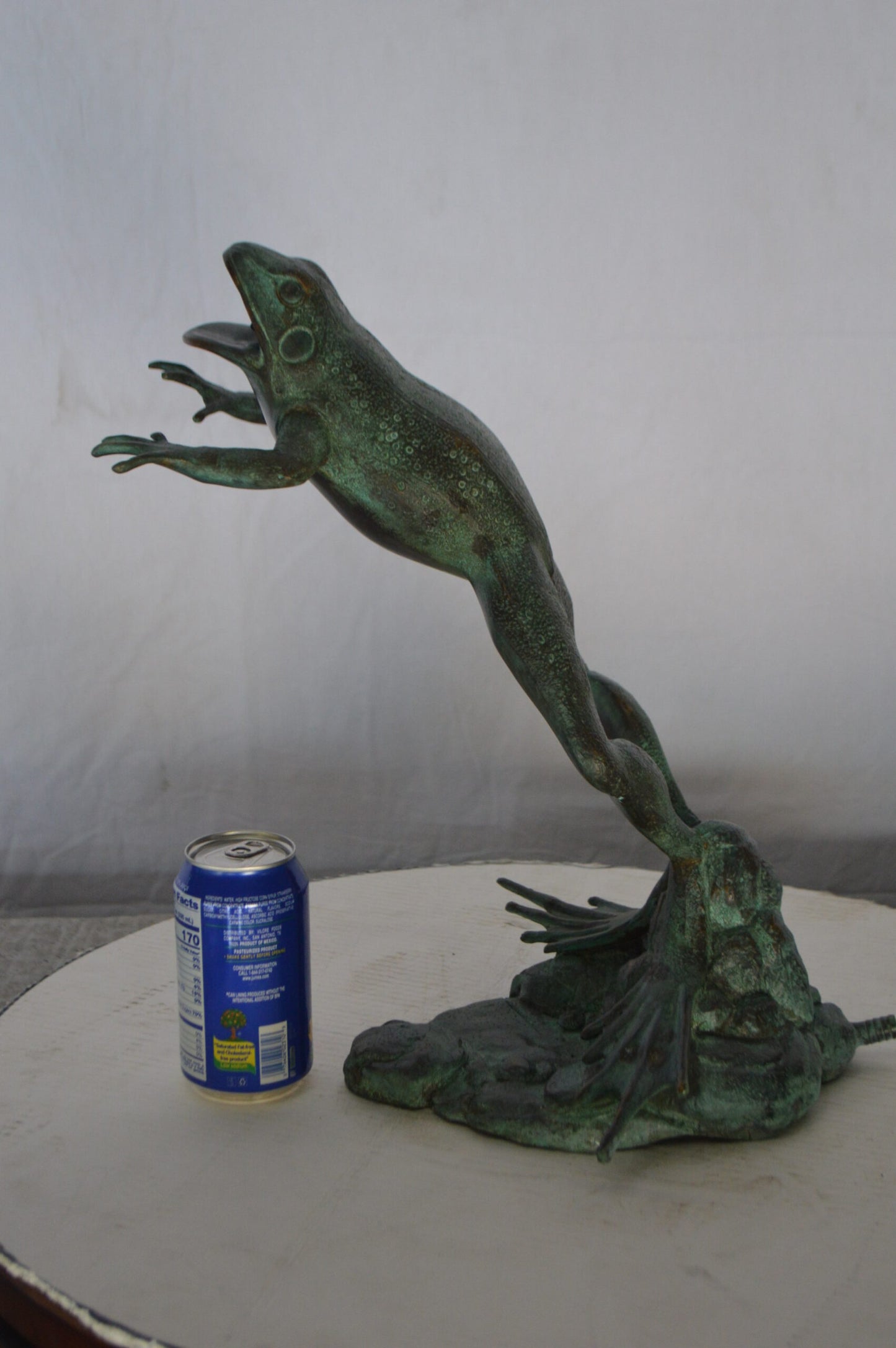 Frog Jumping  Bronze Statue Fountain -  Size: 11"L x 13"W x 16"H.