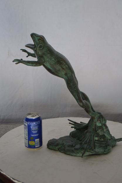 Frog Jumping  Bronze Statue Fountain -  Size: 11"L x 13"W x 16"H.