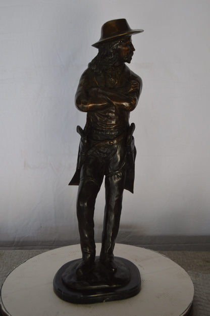 Wild Bill Hickok Bronze Statue mounted on Marble -  Size: 12"L x 12"W x 32"H.