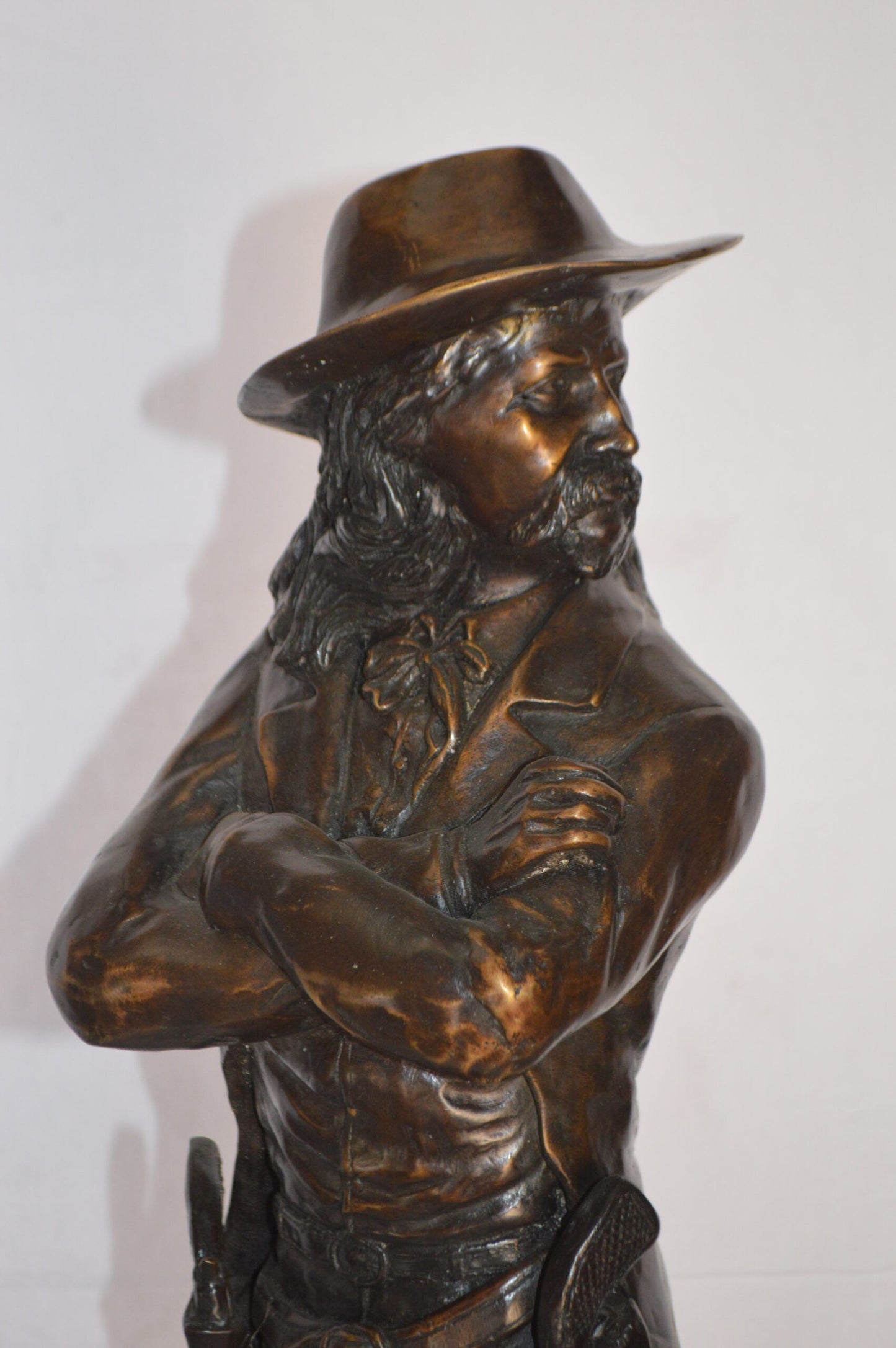 Wild Bill Hickok Bronze Statue mounted on Marble -  Size: 12"L x 12"W x 32"H.
