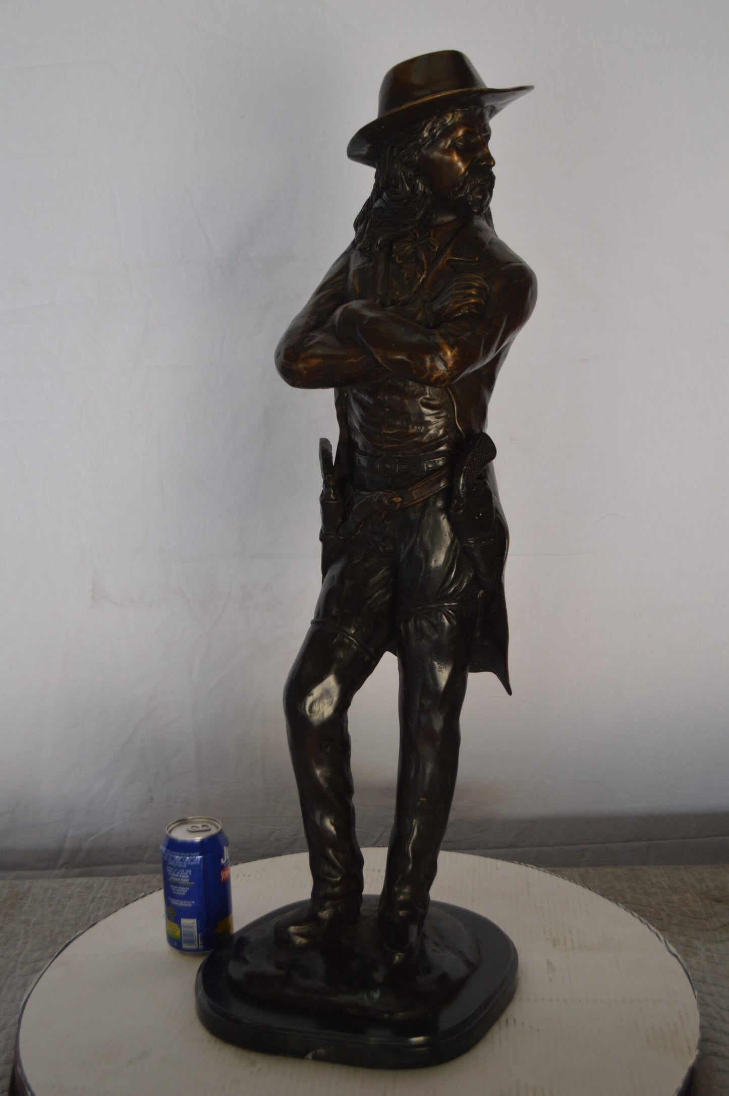 Wild Bill Hickok Bronze Statue mounted on Marble -  Size: 12"L x 12"W x 32"H.