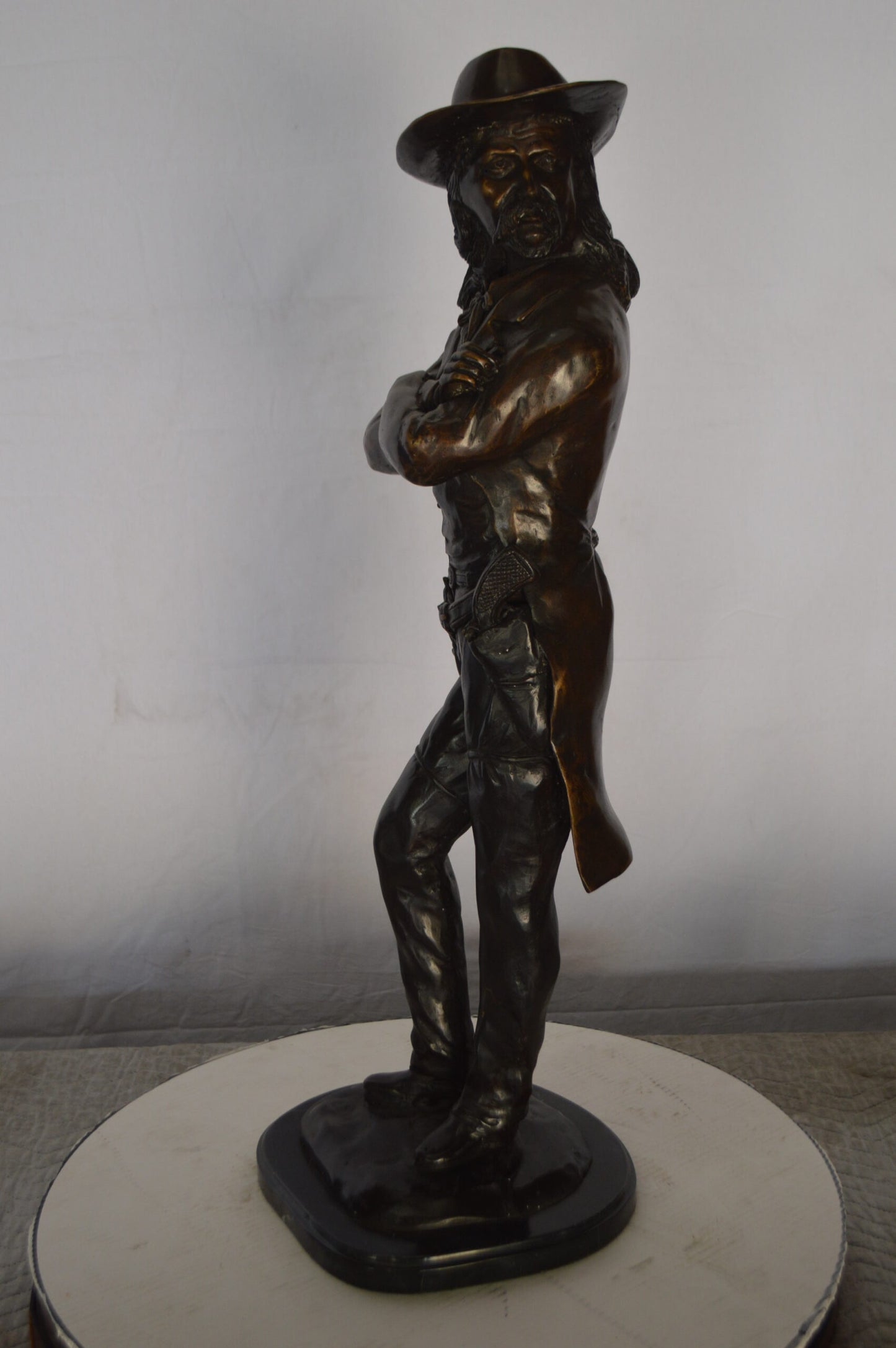 Wild Bill Hickok Bronze Statue mounted on Marble -  Size: 12"L x 12"W x 32"H.
