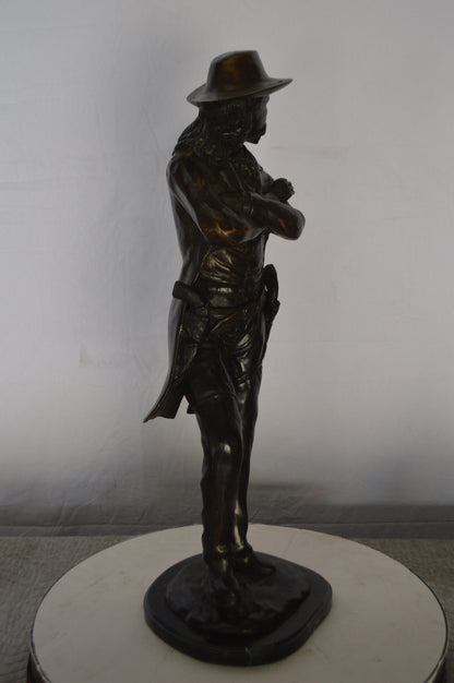 Wild Bill Hickok Bronze Statue mounted on Marble -  Size: 12"L x 12"W x 32"H.