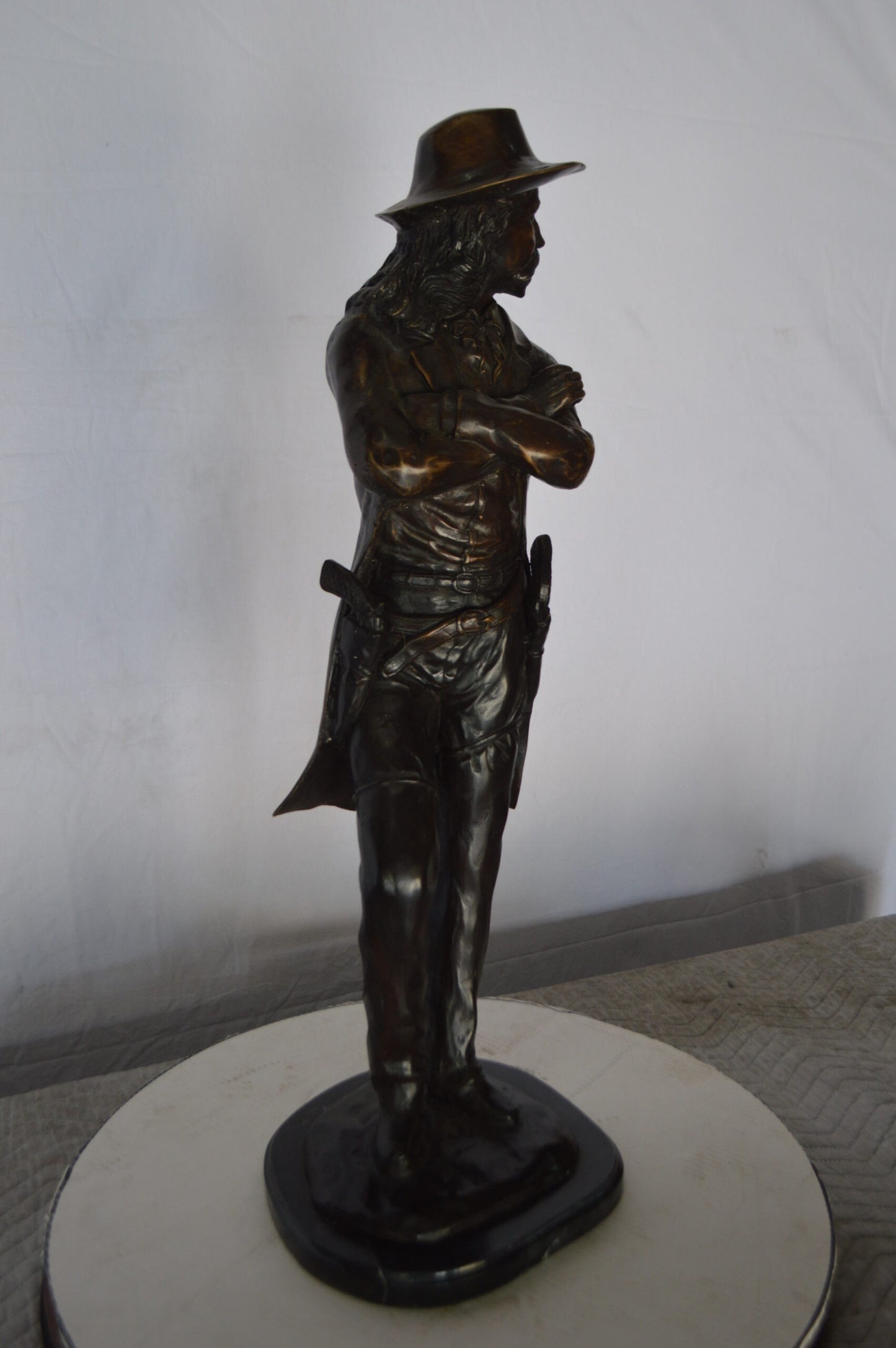 Wild Bill Hickok Bronze Statue mounted on Marble -  Size: 12"L x 12"W x 32"H.