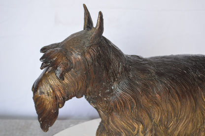 Terrier Dog Bronze Statue -  Size: 19"L x 8"W x 15"H.