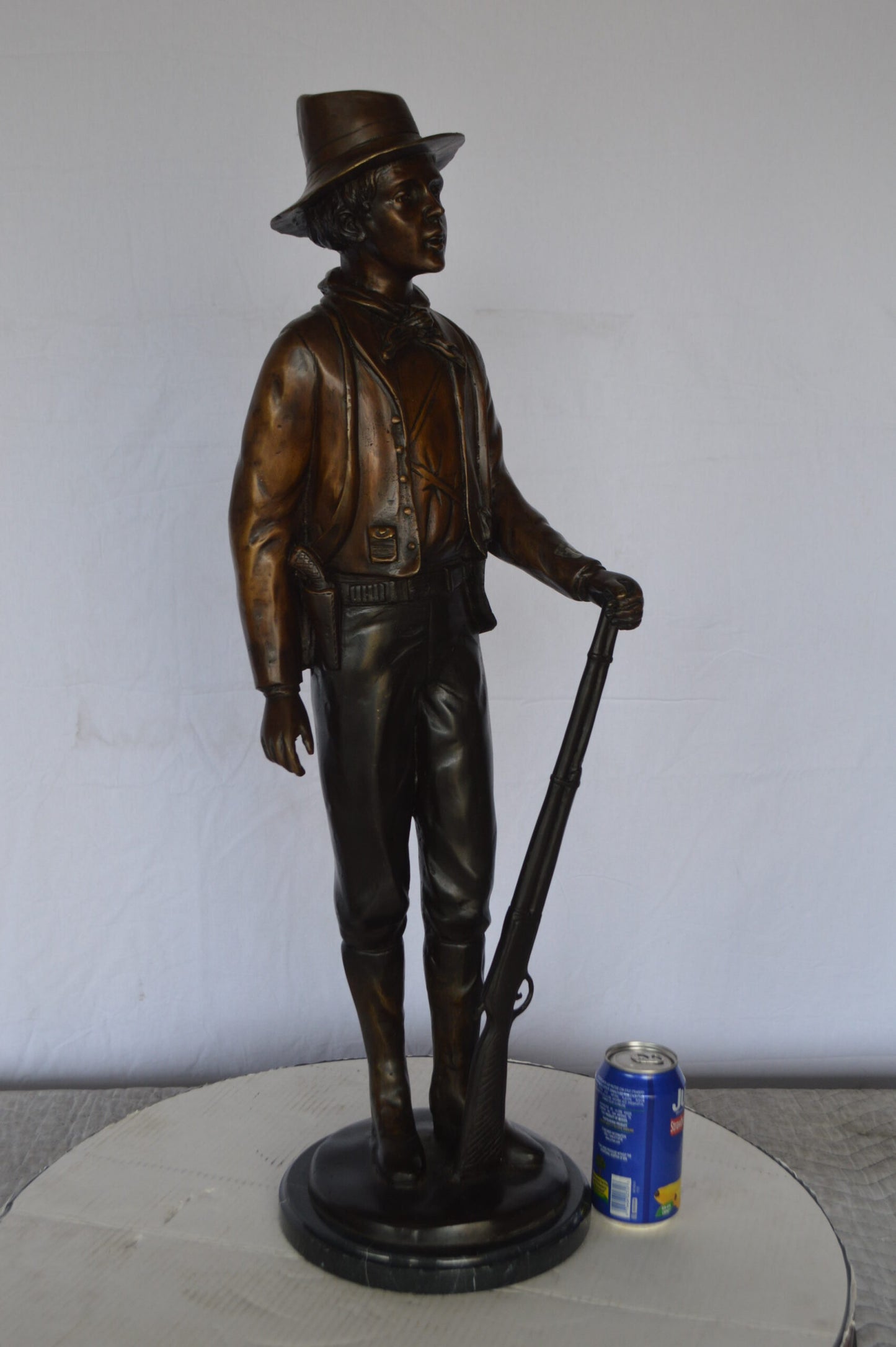 Texas Jack Bronze Statue Mounted on a Marble Base -  Size: 11"L x 9"W x 31"H.