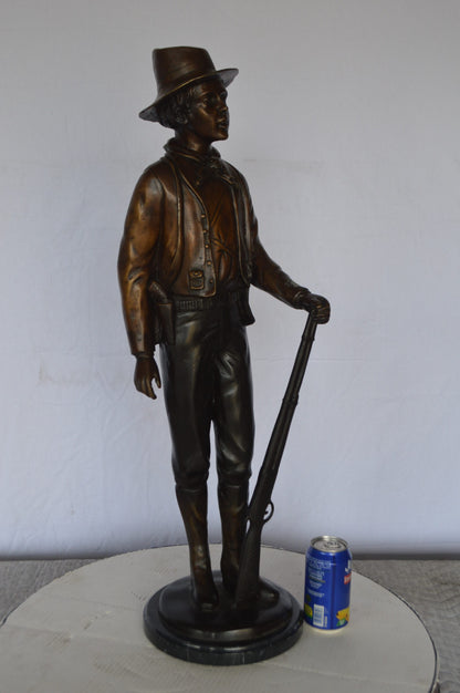 Texas Jack Bronze Statue Mounted on a Marble Base -  Size: 11"L x 9"W x 31"H.