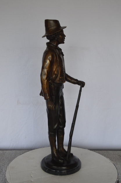 Billy the Kid Bronze Statue mounted on Marble Base -  Size: 11"L x 9"W x 31"H.