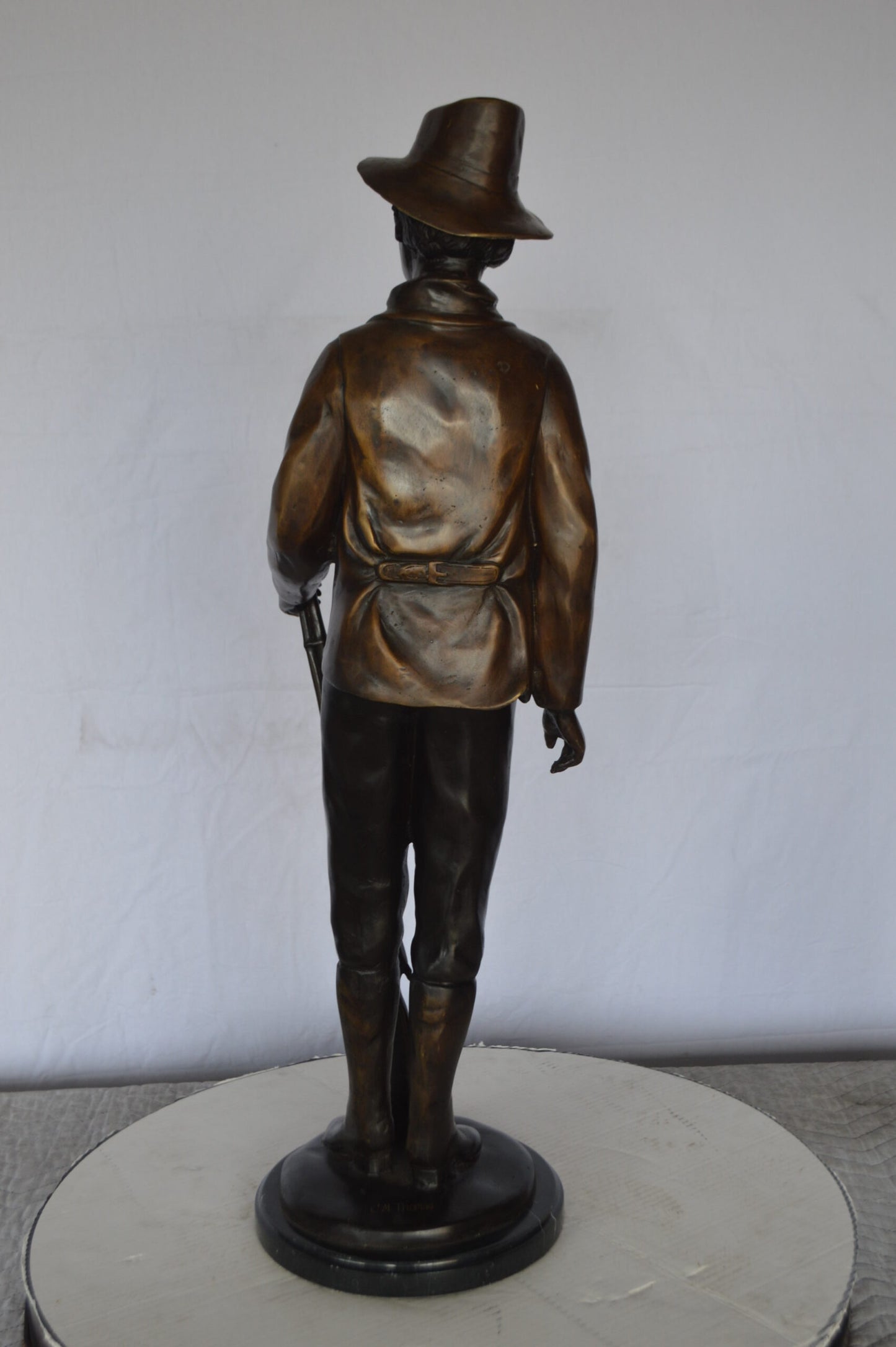 Billy the Kid Bronze Statue mounted on Marble Base -  Size: 11"L x 9"W x 31"H.