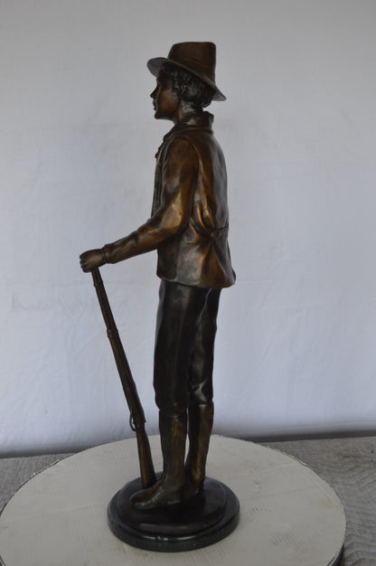 Billy the Kid Bronze Statue mounted on Marble Base -  Size: 11"L x 9"W x 31"H.