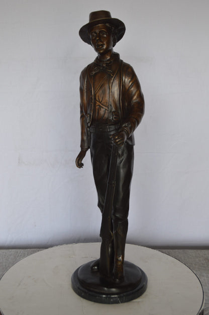 Texas Jack Bronze Statue Mounted on a Marble Base -  Size: 11"L x 9"W x 31"H.