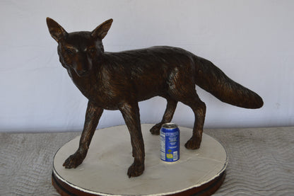 Fox Standing Bronze Statue -  Size: 36"L x 11"W x 19"H.