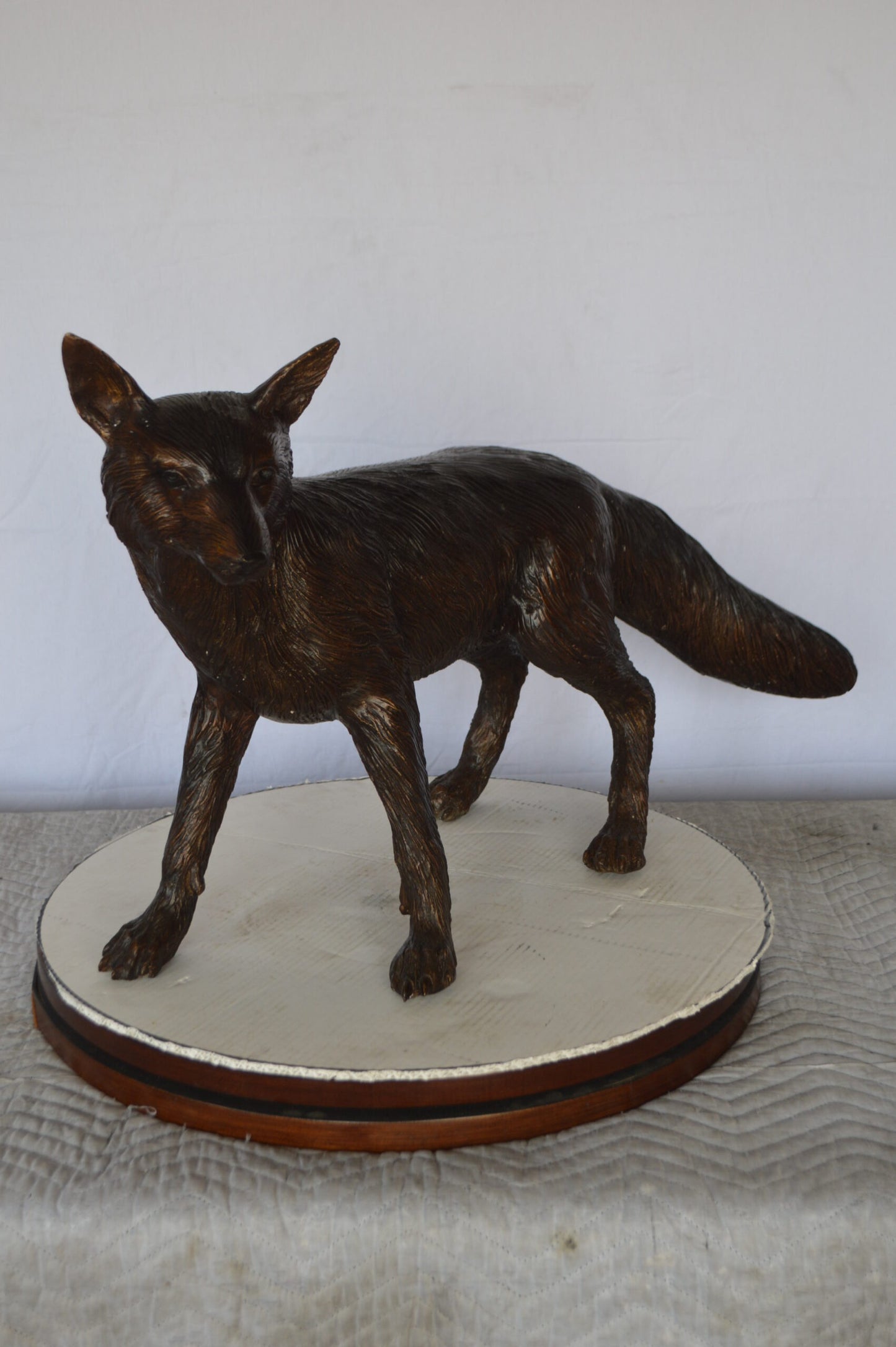 Fox Standing Bronze Statue -  Size: 36"L x 11"W x 19"H.