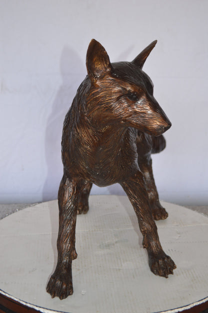 Fox Standing Bronze Statue -  Size: 36"L x 11"W x 19"H.