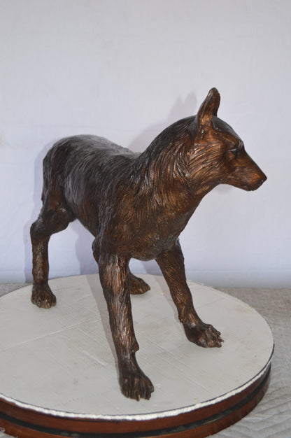 Fox Standing Bronze Statue -  Size: 36"L x 11"W x 19"H.