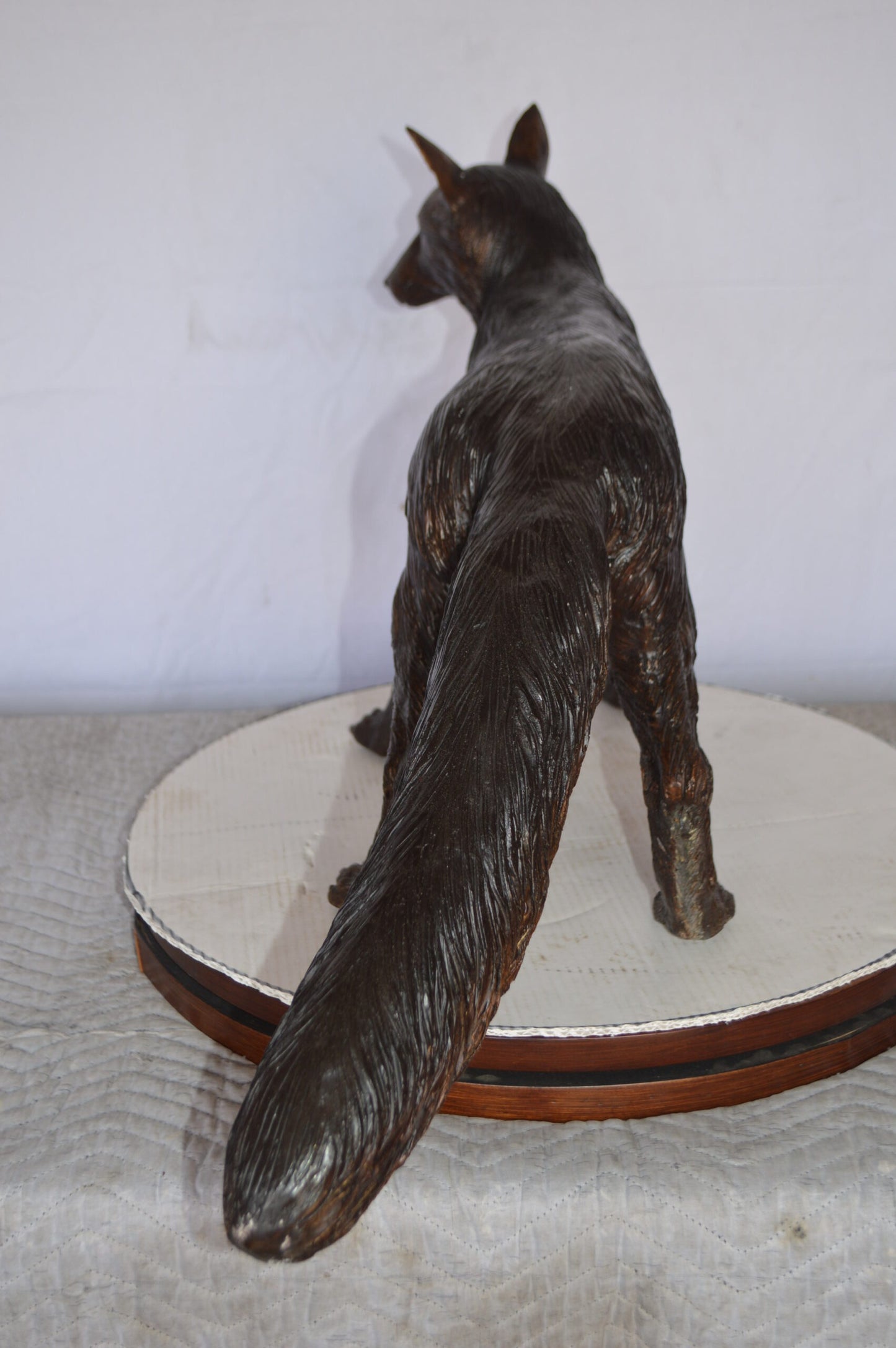 Fox Standing Bronze Statue -  Size: 36"L x 11"W x 19"H.