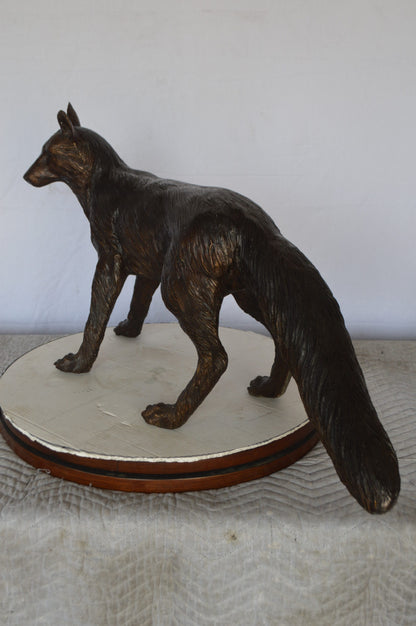 Fox Standing Bronze Statue -  Size: 36"L x 11"W x 19"H.