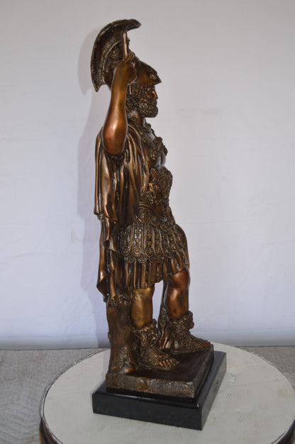 Mars Ultor Bronze Statue Mounted on a Marble Base -  Size: 14"L x 11"W x 34"H.