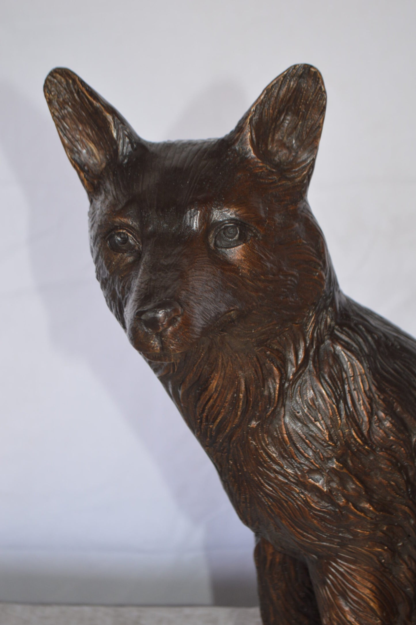 Fox Sitting Bronze Statue -  Size: 23"L x 17"W x 20"H.