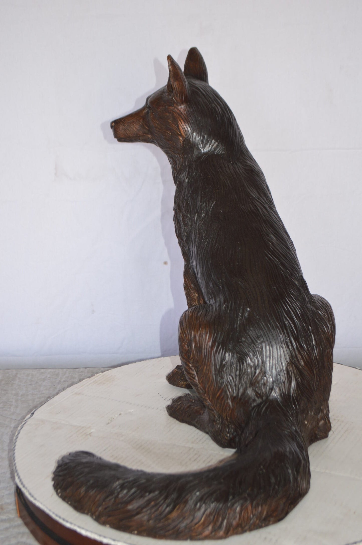Fox Sitting Bronze Statue -  Size: 23"L x 17"W x 20"H.