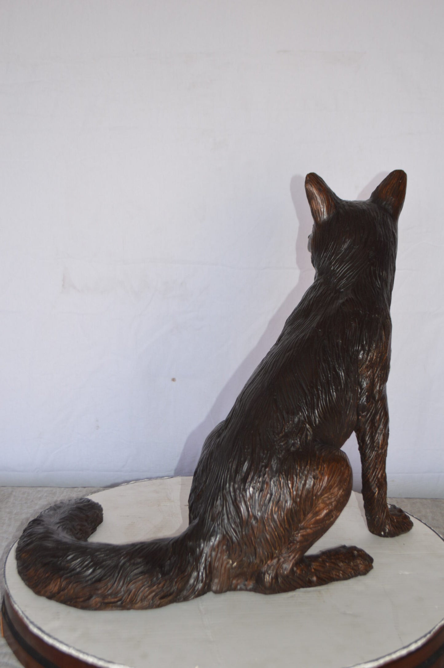 Fox Sitting Bronze Statue -  Size: 23"L x 17"W x 20"H.
