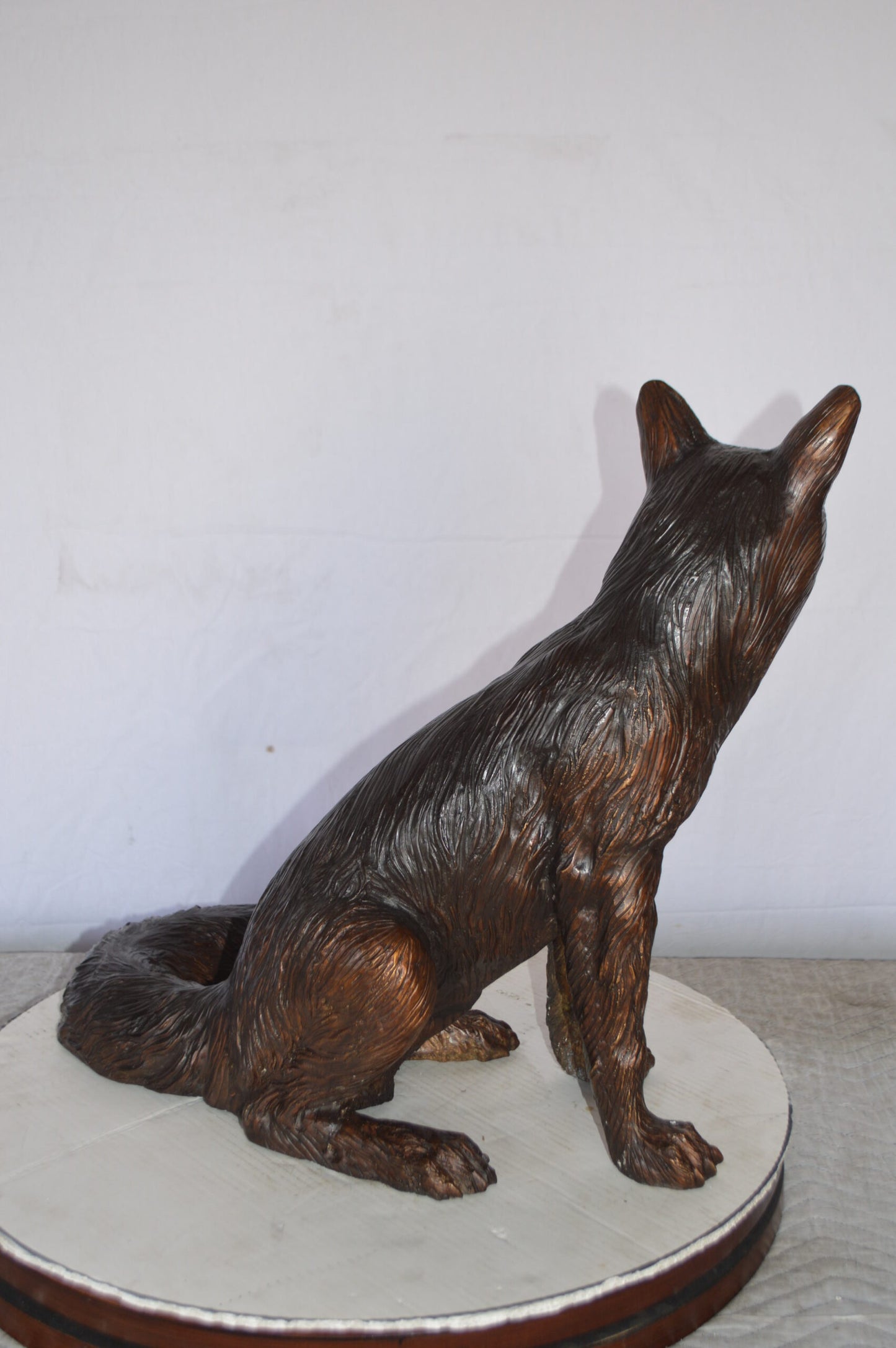 Fox Sitting Bronze Statue -  Size: 23"L x 17"W x 20"H.