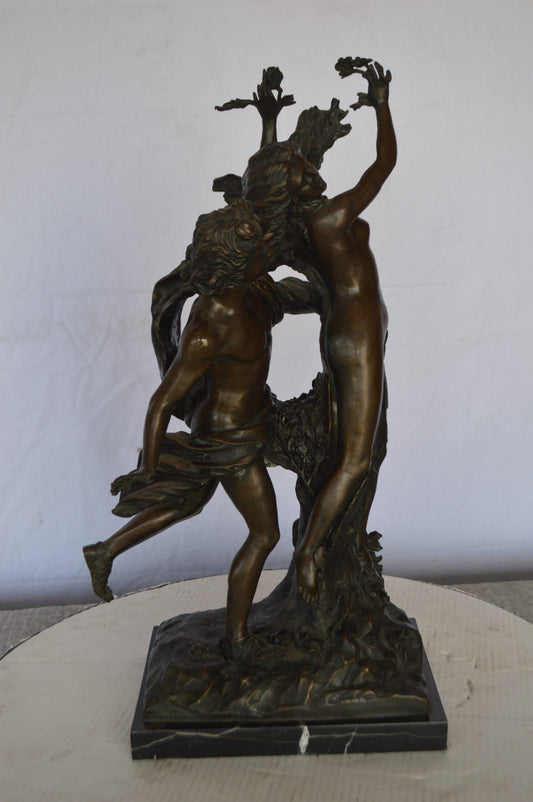 Young Lovers Bronze Statue Art Nude -  Size: 13"L x 10"W x 22"H.