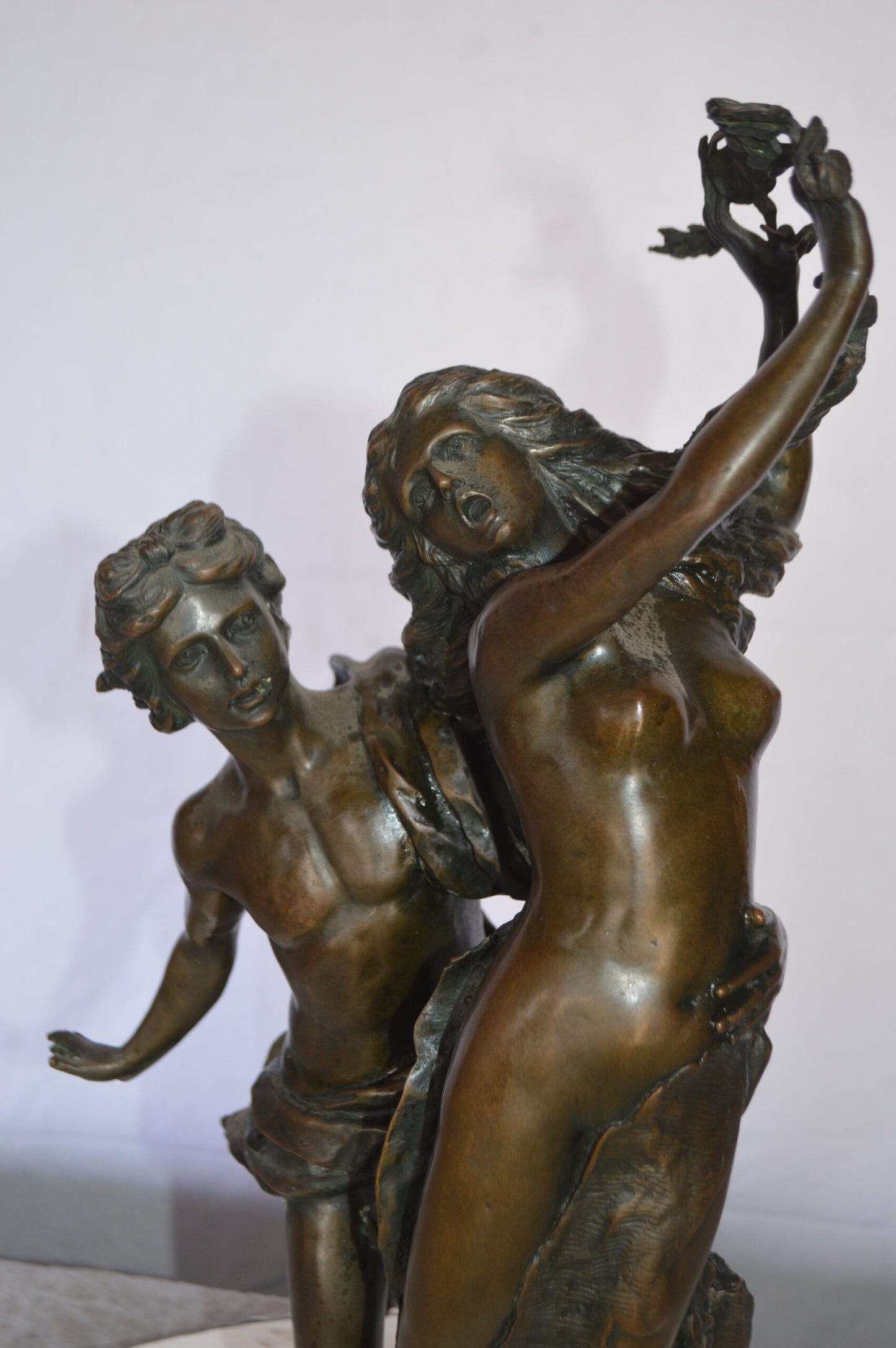 Young Lovers Bronze Statue Art Nude -  Size: 13"L x 10"W x 22"H.