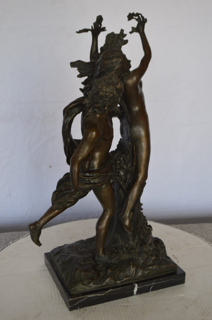 Young Lovers Bronze Statue Art Nude -  Size: 13"L x 10"W x 22"H.