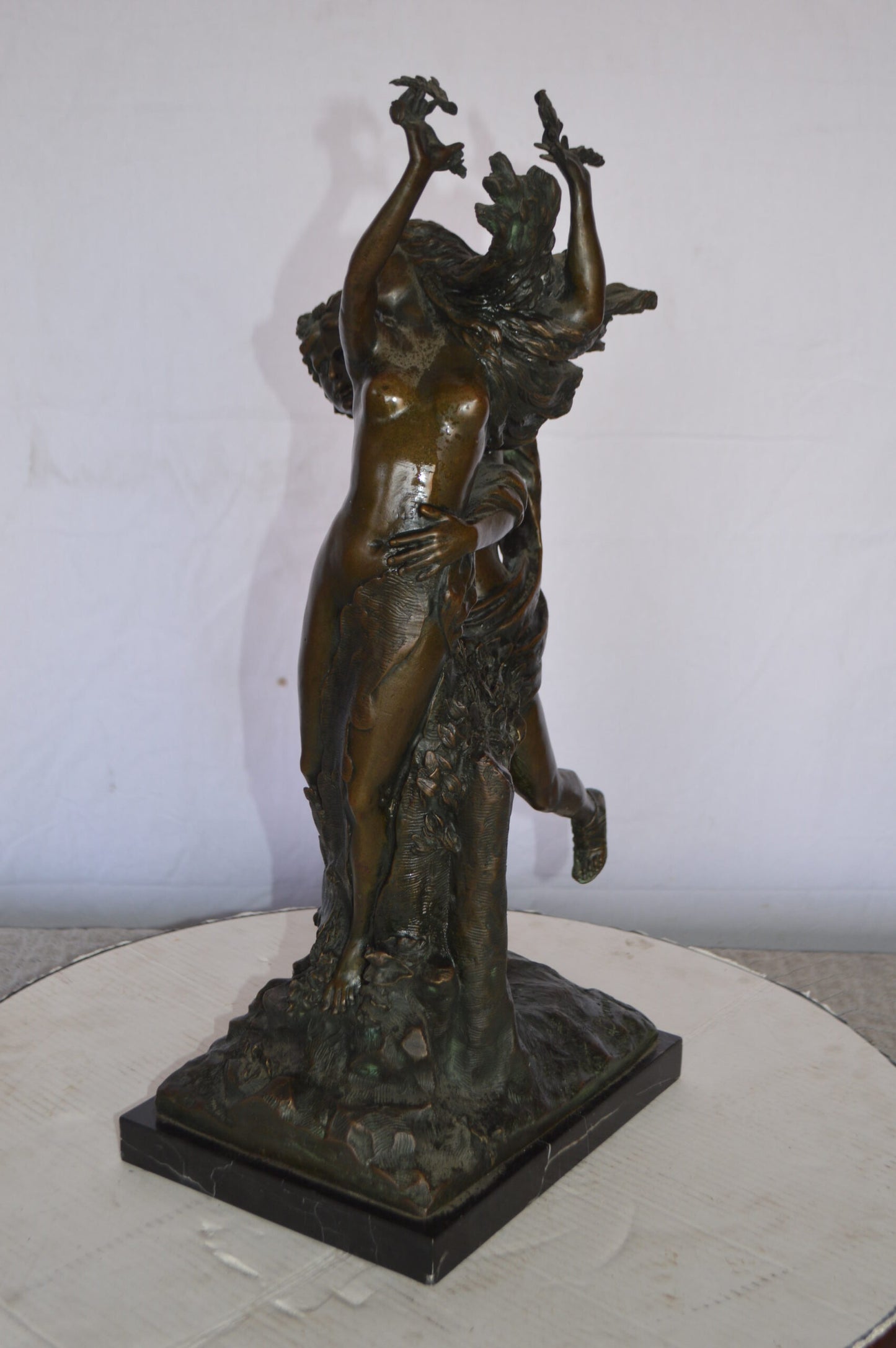 Young Lovers Bronze Statue Art Nude -  Size: 13"L x 10"W x 22"H.