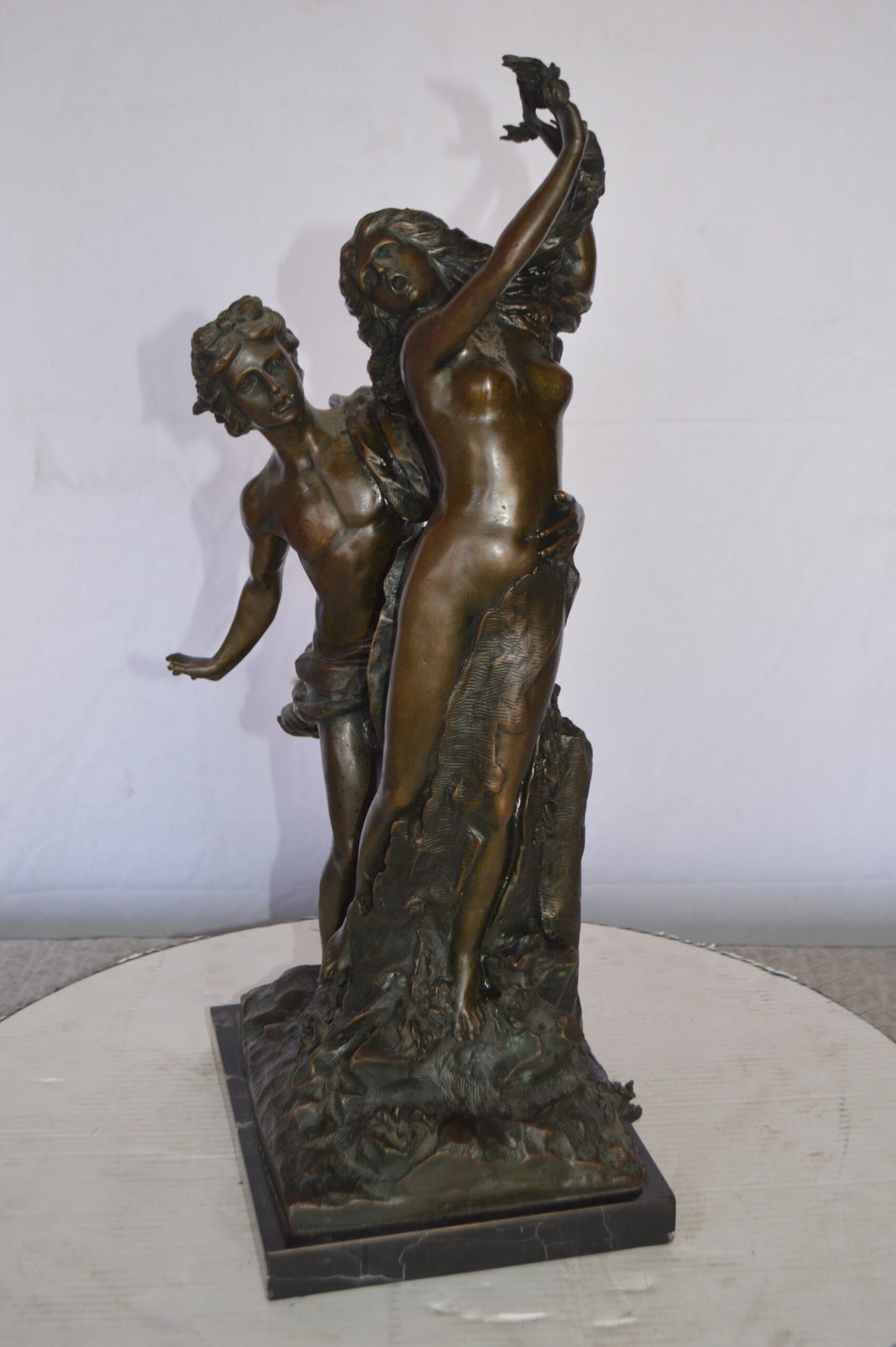 Young Lovers Bronze Statue Art Nude -  Size: 13"L x 10"W x 22"H.