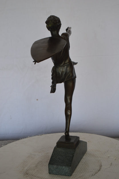 Woman Fighter with Sword Bronze Statue -  Size: 19"L x 5"W x 20"H.