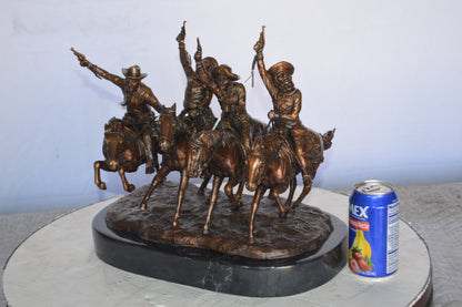 Coming Thru The Rye Small Remington Replica - Orrville Marble Base Bronze Statue, 14"L x 9"W x 13"H