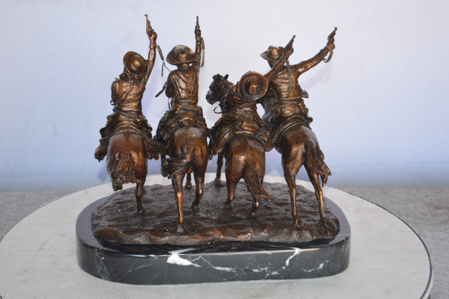 Coming Thru The Rye Small Remington Replica - Orrville Marble Base Bronze Statue, 14"L x 9"W x 13"H