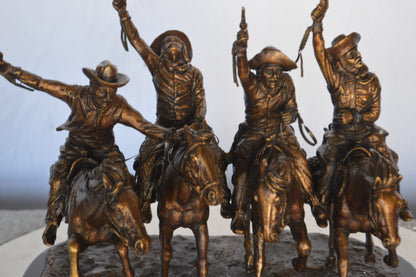 Coming Thru The Rye Small Remington Replica - Orrville Marble Base Bronze Statue, 14"L x 9"W x 13"H
