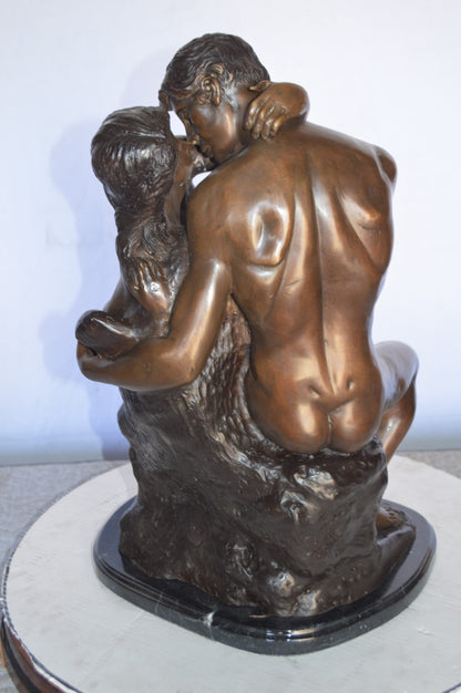 The Kiss replica by Rodin Medium Bronze Statue -  Size: 15"L x 14"W x 22"H.