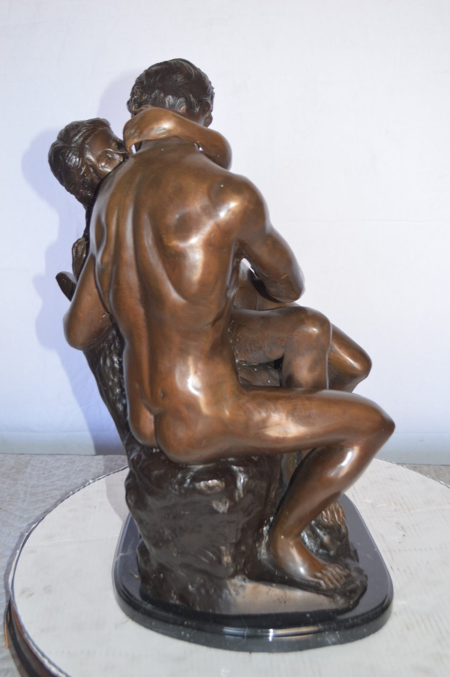 The Kiss replica by Rodin Medium Bronze Statue -  Size: 15"L x 14"W x 22"H.