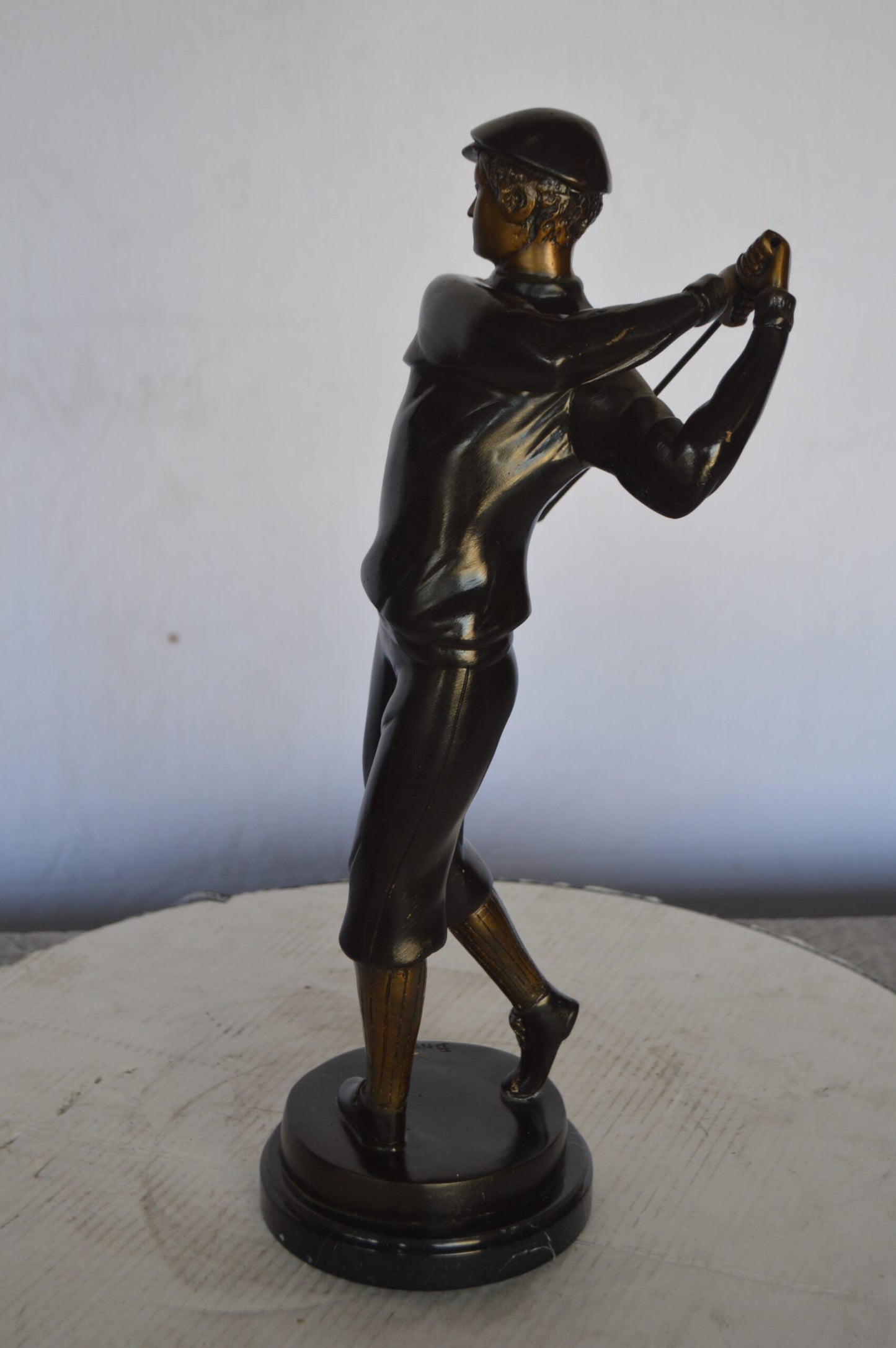 Young Golfer Bronze Statue mounted on a Marble Base -  Size: 8"L x 6"W x 19"H.