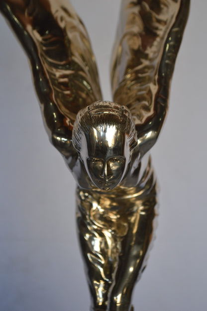 Spirit Of Ecstasy Rolls Royce Silver Bronze Statue -  Size: 14"L x 14"W x 32"H.