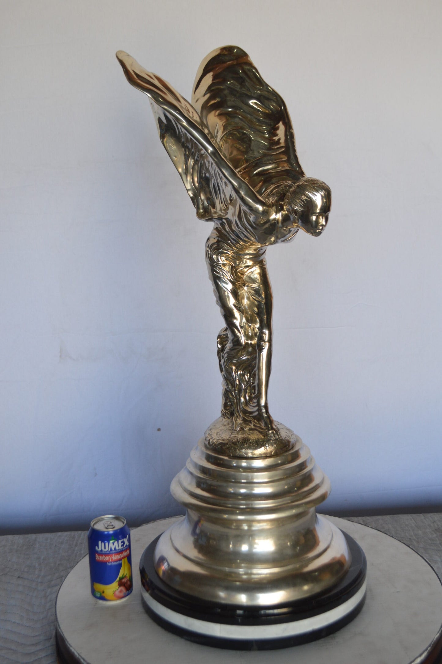 Spirit Of Ecstasy Rolls Royce Silver Bronze Statue -  Size: 14"L x 14"W x 32"H.